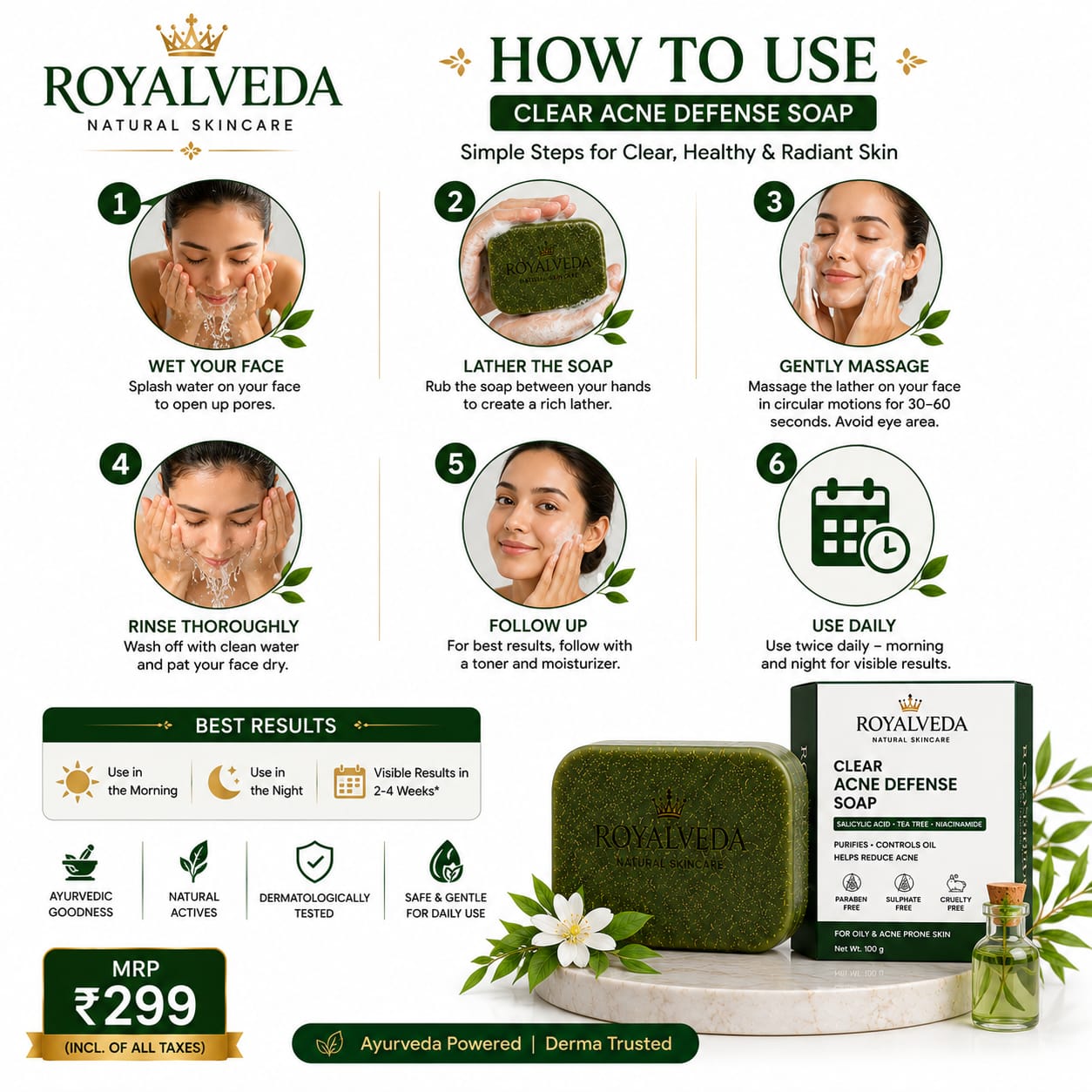 Royalveda Clear Acne Defense Soap - Image 5