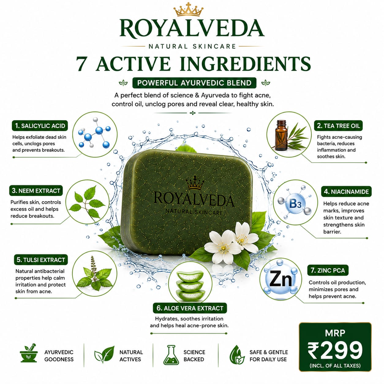 Royalveda Clear Acne Defense Soap - Image 3