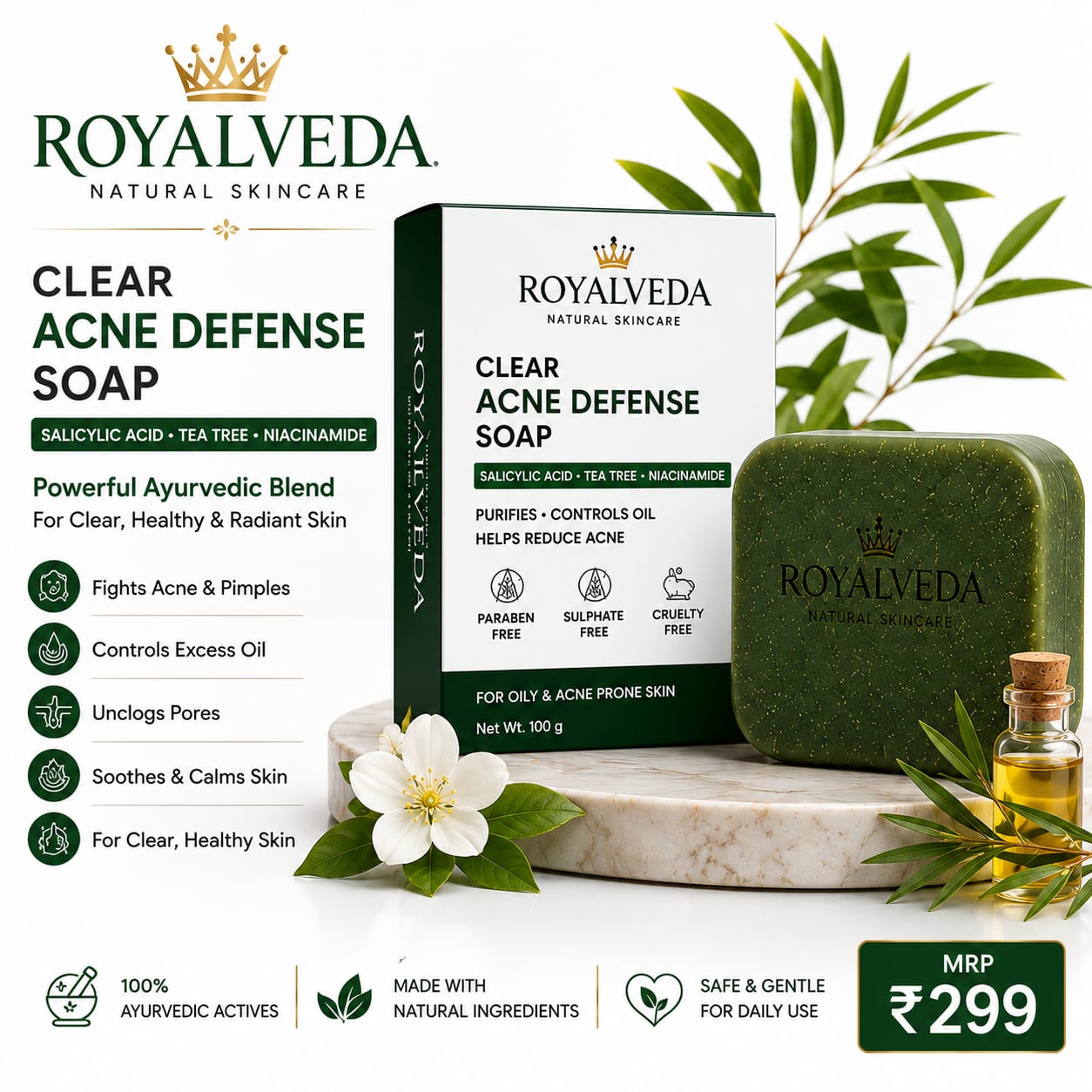 Royalveda Clear Acne Defense Soap