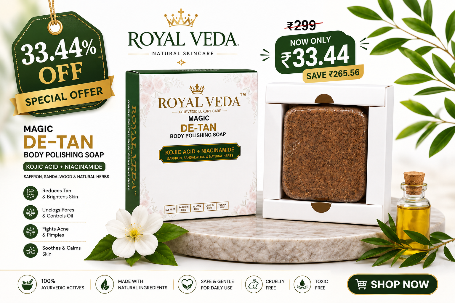 Royalveda DE-Tan Body Polishing Soap